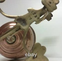 Superb Irish Arts & Crafts Shamrock Brass/Copper Finger Lamp Oil Lamp