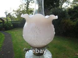 Superb Moulded Embossed Glass Duplex Oil Lamp Shade
