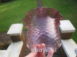 Superb Original Antique Cranberry Optic Glass Duplex Oil Lamp Shade