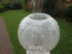 Superb Original Antique Rare Moulded Style Glass Pattern Duplex Oil Lamp Shade