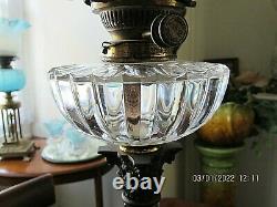 Superb Osler Cut Glass Antique Oil Lamp & Shade Complete