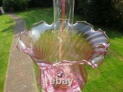 Superb Paraffin Kerosene Cranberry Glass Duplex Oil Lamp Shade