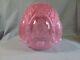 Superb Victorian Cranberry Glass Beehive Acid Etched Duplex Oil Lamp Shade