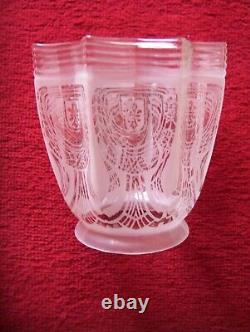 Superb Victorian Etched Oil Lamp Shade. (2)