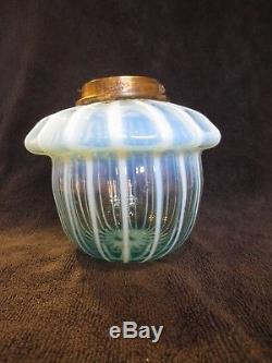Superb Victorian Hinks Original Vaseline Opalescent Glass Duplex Oil Lamp Fount