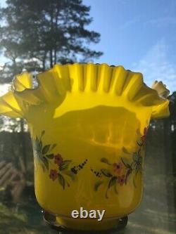 Superb Victorian hand painted glass oil lamp shade