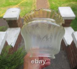 Superb Vintage Paraffin Kerosene Glass Etched Duplex Tulip Oil Lamp Shade