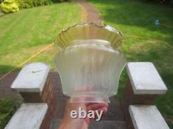 Superb Vintage Paraffin Kerosene Glass Etched Duplex Tulip Oil Lamp Shade