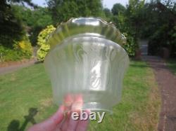 Superb Vintage Paraffin Kerosene Glass Etched Duplex Tulip Oil Lamp Shade