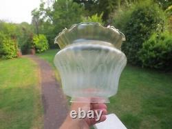 Superb Vintage Paraffin Kerosene Glass Etched Duplex Tulip Oil Lamp Shade