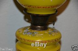 Superb hand painted /enameled Victorian /French Overlaid opaline oil lamp