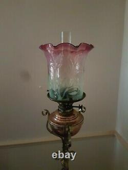 Superb large vaseline cranberry glass oil lamp shade (fittings not included)