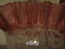 Superb pair of victorian cranberry/opaline oil/gas lamp shades 9 1/4 inch diam