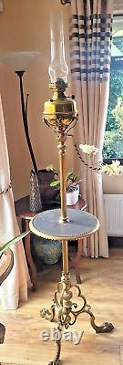 TELESCOPIC OIL LAMP STAND WITH BRASS OIL LAMP-for Rewiring