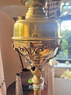 TELESCOPIC OIL LAMP STAND WITH BRASS OIL LAMP-for Rewiring