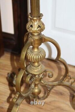 TELESCOPIC OIL LAMP STAND WITH BRASS OIL LAMP-for Rewiring