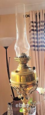 TELESCOPIC OIL LAMP STAND WITH BRASS OIL LAMP-for Rewiring