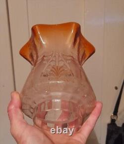 THREE Gorgeous Victorian Amber Peach Oil Lamp Shades, 2½ Inch Fitter