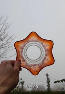 THREE Gorgeous Victorian Amber Peach Oil Lamp Shades, 2½ Inch Fitter