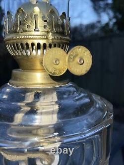Tall Antique Victorian Cast Brass Corinthian Column Oil Lamp