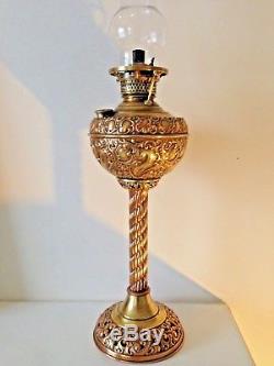 The New Rochester JR Impressed Brass Vintage BarleyTwist Pillar Stand Oil Lamp