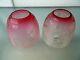 Two Quality Victorian Beehive Etched Cranberry Glass Oil/gas Lamp Shades