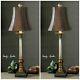 Two Trent Vintage Restoration Decor Table Buffet Lamp Light Uttermost 29058