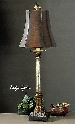 Two Trent Vintage Restoration Decor Table Buffet Lamp Light Uttermost 29058