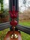 Ultimate Victorian Art Nouveau Cranberry Red Ruby Wrythen Glass Oil Lamp & shade