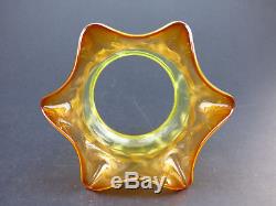 Uranium & orange glass shade with opalescent flowers 3¼ inch oil lamp Victorian