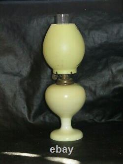 V Rare Iris Victorian Art Glass Miniature Oil Lamp 8H X FINE