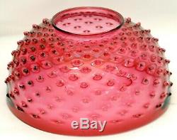VICTORIAN ANTIQUE 14 CRANBERRY HOBNAIL GLASS HANGING OIL LAMP LIGHT SHADE No. 2