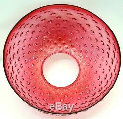 VICTORIAN ANTIQUE 14 CRANBERRY HOBNAIL GLASS HANGING OIL LAMP LIGHT SHADE No. 2