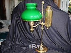 Victorian/antique Student Oil Lamp-brass Single Arm. And Original Shade