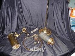 Victorian/antique Student Oil Lamp-brass Single Arm. And Original Shade