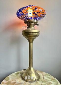 VICTORIAN BRASS OIL LAMP CORINTHIAN COLUMN ELECTRIC CONVERSION 1880s