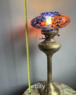 VICTORIAN BRASS OIL LAMP CORINTHIAN COLUMN ELECTRIC CONVERSION 1880s