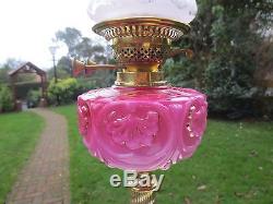 Victorian Cranberry Duplex Oil Lamp Complete With Victorian Shade
