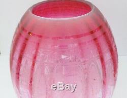 VICTORIAN DUPLEX CRANBERRY GLASS & BRASS CORINTHIAN COLUMN OIL LAMP c1870's