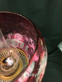 VICTORIAN Glass Lamp Shade Bullseye Gas Kerosine Oil