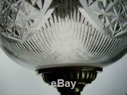 VICTORIAN HEAVY FACET CUT CRYSTAL OIL LAMP FONT BAYONET FIT, 21mm UNDERMOUNT