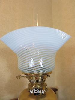 Victorian Hinks Arts & Crafts Oil Lamp With Original Opaline Type Glass Shade
