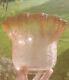 VICTORIAN PEACH / AMBER OIL LAMP SHADE ACID ETCHED PERFECT 4 Inch Fitter