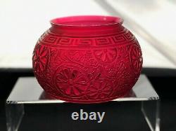 VICTORIAN Ruby Red Glass Embossed Oil Lamp Shade Duplex
