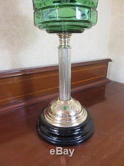 Victorian Veritas Duplex Oil Lamp Complete With Original Green Oil Lamp Shade