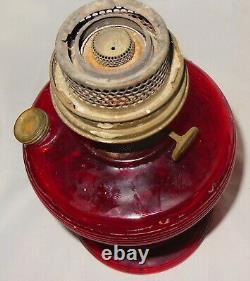 VINTAGE ANTIQUE ALADDIN RUBY RED BEEHIVE OIL LAMP w ORIGINAL MODEL B BURNER OLD