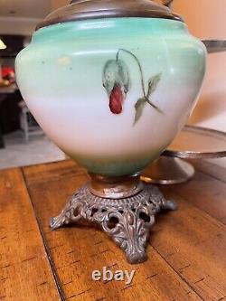 VINTAGE PARLOR LAMP SUCCESS PITTSBURG LAMP BRASS AND GLASS CO Hand Painted