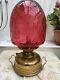 Veritas Victorian German Oil Lamp Church Heater Cranberry Shade Electric Conver