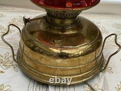 Veritas Victorian German Oil Lamp Church Heater Cranberry Shade Electric Conver