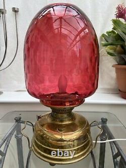 Veritas Victorian German Oil Lamp Church Heater Cranberry Shade Electric Conver